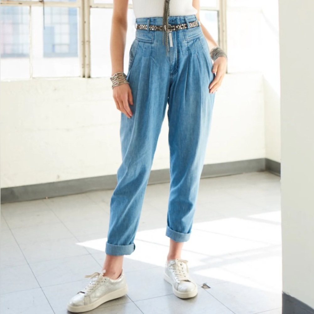 Z. Cavaricci Vintage Jeans, 32, Blue High Waisted Pleated Barrel 90s Cotton EUC